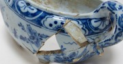 porcelain dish [from above: before and after conservation and restoration]