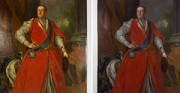 portret króla Augusta III Wettyna [od lewej: stan przed oraz po konserwacji i restauracji]